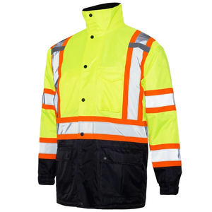 OEM Wholesale Hi Vis <b>Waterproof</b> Polyester Safety Jackets Reflective Men's Safety Workwear Outdoor Use Trending Winter Road <b>Work</b> - Product Image 2