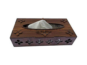 Caja de Pañuelos de Madera Tallada con Patrón Floral, Portapañuelos de Primera Calidad para el Hogar y el Trabajo, Tradebyd - Product Image 3