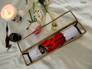 <b>Glass</b> and Brass Jewelry <b>Box</b> High Quality Vintage Engraved Design Beautifully Hand Crafted for Home Office Decoration - Product Image 6