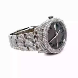 Reloj de Lujo de Negocios con Movimiento de Cuarzo Miyota, Esfera de Cristal con Números Romanos, Diamantes de Moissanita, Acero Inoxidable, Unisex, Resistente al Agua 3BAR - Product Image 3