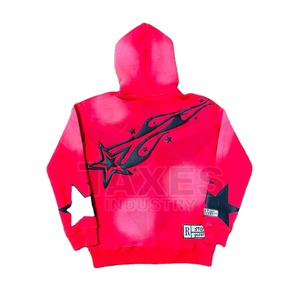 Sweat à capuche zippé épais pour homme 450 GSM, coupe courte, effet délavé vintage, broderie usée - Product Image 2