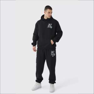 Survêtements d'hiver décontractés à capuche en polaire polyester/coton pour hommes, motif uni imprimé personnalisé, logo personnalisé, faible MOQ, coupe régulière Hip Hop - Product Image 1