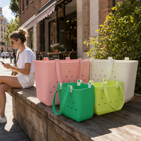 Sacs de plage personnalisés en EVA avec logo, imperméables, lavables, style sac fourre-tout en caoutchouc, grande capacité pour femmes, vacances d'été