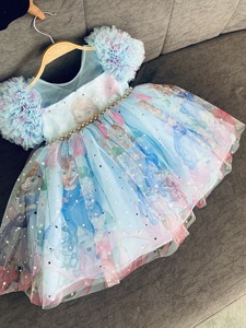 Vestido de princesa en capas de alta calidad para niñas, nuevo estilo Halter de malla 3D empaquetado en bolsa de plástico ODM Vietnam - Product Image 5
