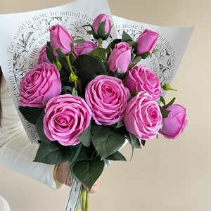 Nuovi Arrivi: Rose Artificiali Realistiche da 69 cm, 3 Fiori Rotondi, Decorazione per Matrimoni, <span class=keywords><strong>Rosa</strong></span> Bianca Finta - Product Image 4