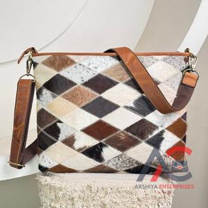 กระเป๋าโท้ทหนังวัวปะต่อขนาดใหญ่สำหรับผู้หญิงกระเป๋าสะพายไหล่หนังแท้คลาสสิกยอดนิยม - Product Image 1