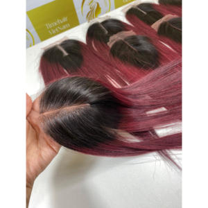 5*5 HD Cierre de encaje Cabello Virgen de la mejor calidad Paquetes de cabello personalizados Máquina Genius Trama doble Color de piano teñido vietnamita - Product Image 6