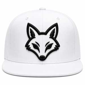 Casquette blanche à 5 panneaux avec logo renard brodé en 3D sur le panneau avant, unisexe, style hip-hop, sport, décontractée - Product Image 1