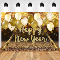 Bannière en tissu polyester lavable noir et or 5,9*3,6 pieds pour décorations de fête, vente en gros, Joyeux Nouvel An 2027