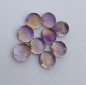 3A + Calidad de exportación Natural Ametrino Rutilo Cabujones de forma redonda Parte posterior plana Calibrado Piedras preciosas sueltas a precios al por mayor OEM - Product Image 5