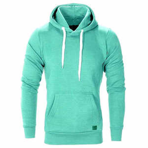 Sudadera con Capucha Verde Menta para Hombre, Informal, de Felpa Suave, Manga Larga, Ligera, Cómoda, Estilo Urbano, con Bolsillo - Product Image 1