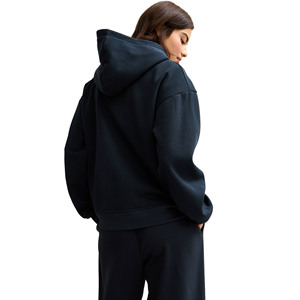 Sweat-shirt à capuche en molleton unisexe décontracté pour femme 100% coton, surdimensionné, lourd, de haute qualité, uni, OEM - Product Image 4