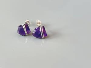 Purple Amethyst 925 Silver Latest Design Sterling Silver Gemstone Earrings Sterling Silver Gold Plated Earrings for Ladies - Product Image 4