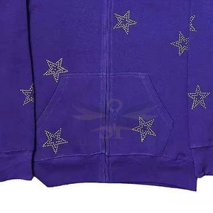 เสื้อฮู้ดผ้าคอตตอนทำจากพลอยเทียมมีฮู้ดคุณภาพสูงฉลากตามสั่ง - Product Image 4