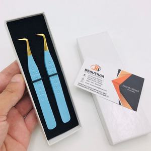 Pince à épiler professionnelle d'extension de cils de volume de botte de 90 degrés pince à épiler à pointe de fibre d'acier inoxydable de marque privée - Product Image 3