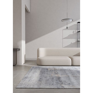 Alfombra Kavi Gris y Negra Anudada a Mano de Lana y Seda de Bambú con Patrón Abstracto, Colección Afterglow para Uso Doméstico - Eskm-03 - Product Image 5