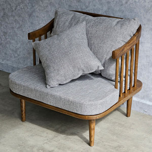 Sillón Individual GSD68090 de Madera de Fresno 80x70x73cm con Cojín de Cuero Cómodo para Oficina en Casa - Product Image 3