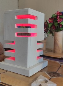 Lampe LED moderne de luxe, qualité supérieure, abat-jour en marbre jaune fait à la main, pierre, 2700K, blanc chaud doux, à intensité variable, design d'intérieur, maison - Product Image 4