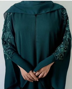 Elegante Abaya Negra con Detalles de Cristales y Cuentas en las Mangas, Tela Premium, Mejor Precio al por Mayor, Diseño de Abaya para Eid - Product Image 6