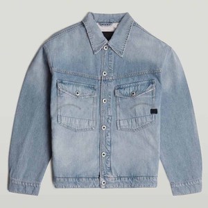 Veste de couleurs contrastées pour hommes veste en jean boutonnée streetwear décontracté personnalisé coupe ajustée à manches longues camionneur lavé vintage - Product Image 1