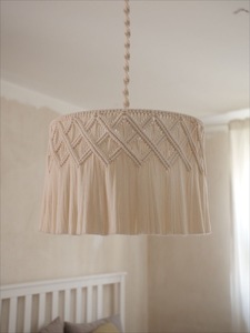 Pantalla de macramé de estilo bohemio, decoración del hogar de algodón bohemio, flecos de borla, luz colgante, candelabros de techo, pantalla colgante - Product Image 6