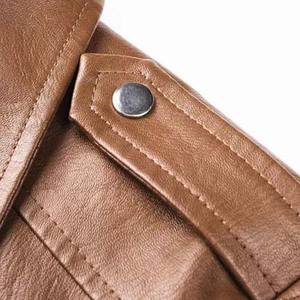 แจ็กเก็ตหนังสำหรับผู้ชายชุดวินเทจแฟชั่นใหม่ล่าสุดมีซิปดีไซน์โลโก้ - Product Image 4