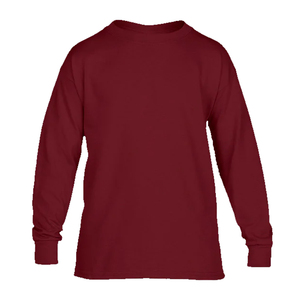 Alta calidad liso manga larga ajuste Regular algodón sensación transpirable antiarrugas cuello redondo Unisex ropa para jóvenes camisetas - Product Image 3