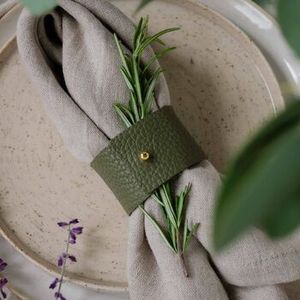 Decorative leather napkin rings with vintage style for adding charm to rustic home kitchen and dining accessories - Product Image 6