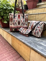 Tas Tote wanita Bohemian Aztec, tas jinjing cantik kapasitas besar merek mewah dengan dompet desainer Retro, tas bahu ritsleting