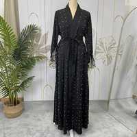 Robe Abaya noire de haute qualité, deux pièces, anti-rides, respirante, pour femmes, unie, Eid, du Pakistan, mode musulmane traditionnelle