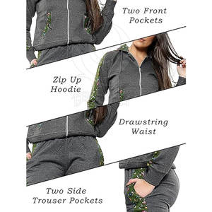 Survêtement de haute qualité avec broderie détaillée et survêtement de broderie deux pièces coupe confortable avec poignets et taille côtelés - Product Image 6