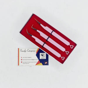 Pince à épiler d'extension de cils coeurs rose clair en acier inoxydable japonais haut de gamme produit en gros fait à la main durable - Product Image 2