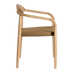 Formedge Contemporary Solid Wood Dining <b>Chair</b> Acacia Wood Frame with Woven Polyester Rope Seat for Villa Cafe & Restaurant - Product Image 2