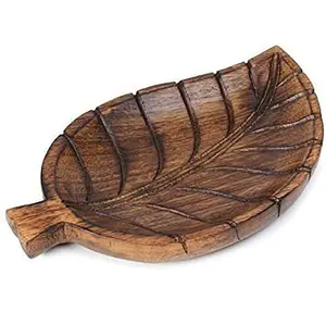 Royal Look Leaf Shape Wooden Serving Tray Unique Style Tableware Decorative Cold Drink Coffee Server Tray At Affordable Price