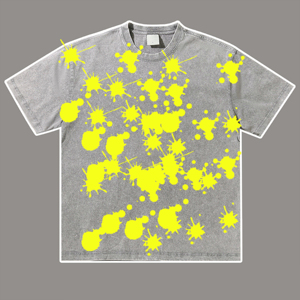 Camiseta lavada con ácido de gran tamaño personalizada con logotipo, venta al por mayor, camiseta lavada con nieve Vintage de peso pesado en blanco para hombre, camiseta para hombre - Product Image 6