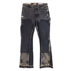 Vente en ligne de jeans skinny grande taille Patch léopard pantalons slim pour hommes