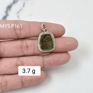 Moldavita, Piedra Preciosa en Bruto, Colgantes de Plata de Ley 925, Joyería de Plata al por Mayor - Product Image 1