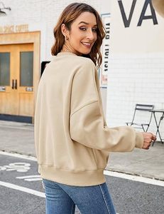 Sweatshirts pour femmes surdimensionnés à poche avant, en coton lourd personnalisé, sweat-shirt en molleton français 100% coton pour femmes - Product Image 2