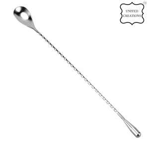 Cuchara larga de cóctel de metal de acero inoxidable con logotipo personalizado con herramientas de barra de perilla - Product Image 4