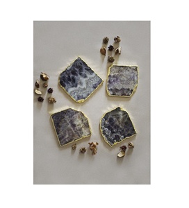 Accesorios de vajilla más exigentes Posavasos de ágata con rebanada de ágata galvanizada en oro a precio mayorista con calidad superior - Product Image 6