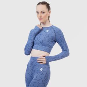 <b>Blue</b> Lift Seamless Yoga <b>Crop</b> <b>Top</b> - Product Image 1