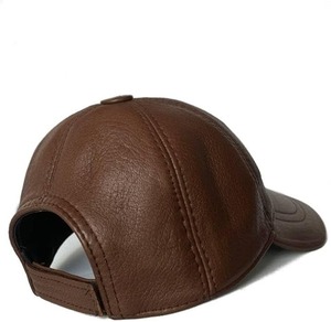 PU Leather Unisex Leather Baseball <b>Cap</b>, <b>Men</b> Adjustable Winter OutdoorBaseball Snapback Blank Solid <b>Black</b> Leather Classic <b>Caps</b> - Product Image 4