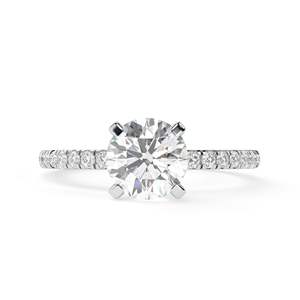 Canary Vivid Yellow Round Cut Diamond Solitaire avec Accents Bague de fiançailles pour femme - Product Image 1