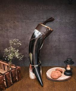 Soporte de cuerno para beber Vikingo, estilo Animal, Material orgánico hecho a mano ecológico, decoración del hogar para vino, hidromiel, taza de cerveza - Product Image 1