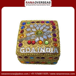 Pierre et miroir, travail décoratif élégant Sindoor vermillions boîte en fer pour fête de mariage - Product Image 3