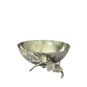 Bol décoratif pour la maison au design antique Bol rond en métal poli de qualité supérieure avec accent de branche de fleur pour mariage ou tout événement - Product Image 2