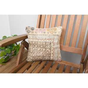 Luxury 18x18 Beige Vintage Kilim Patchwork Wool <b>Bolster</b> <b>Pillow</b> 12x12 Inch Non-Slip Eco-Friendly Removable Washable Throw <b>Pillow</b> - Product Image 1