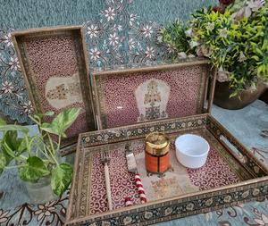 Plateau en bois imprimé MDF de conception personnalisée, plateau de service en bois émaillé de qualité, forme ovale, meilleur prix pour une utilisation à la maison et en cuisine, en vente - Product Image 2