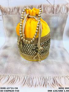 Velvet Embroidery Designed <b>Potli</b> <b>Bags</b> for Women - Product Image 5