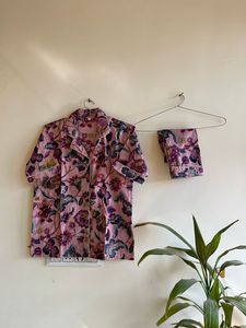 Femmes 100% coton col en v pyjama ensemble Sexy imprimé fleuri respirant main bloc imprimé vêtements de nuit Shorts grande taille doux grande taille - Product Image 4